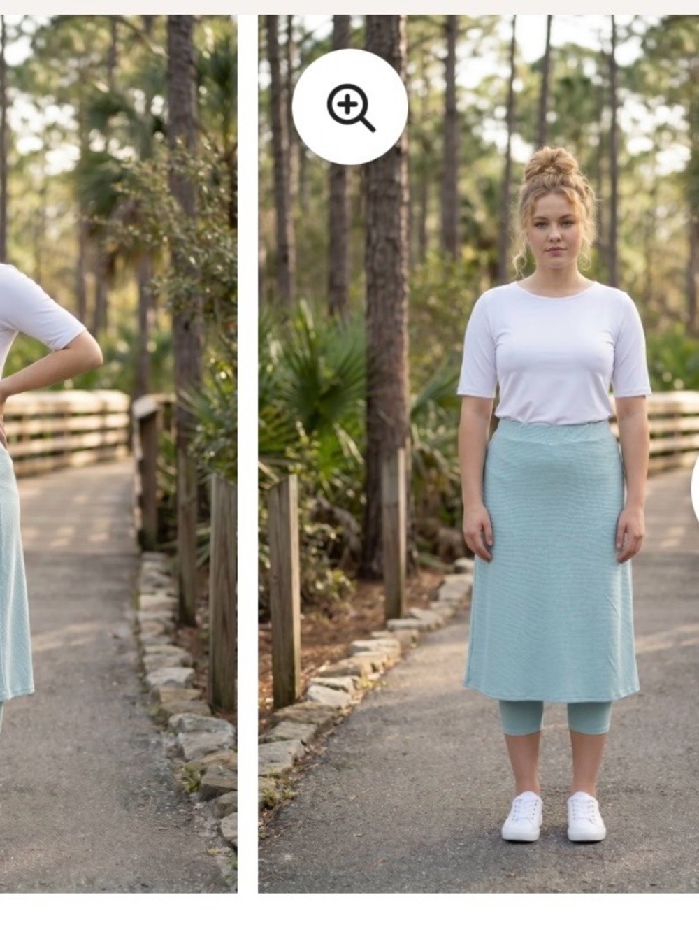 Nuggles Athletic Modest Skirt Mint Textured Midi Casual A-Line Style - Picture 2 of 6